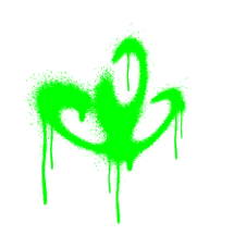 Cœur peint à la bombe verte